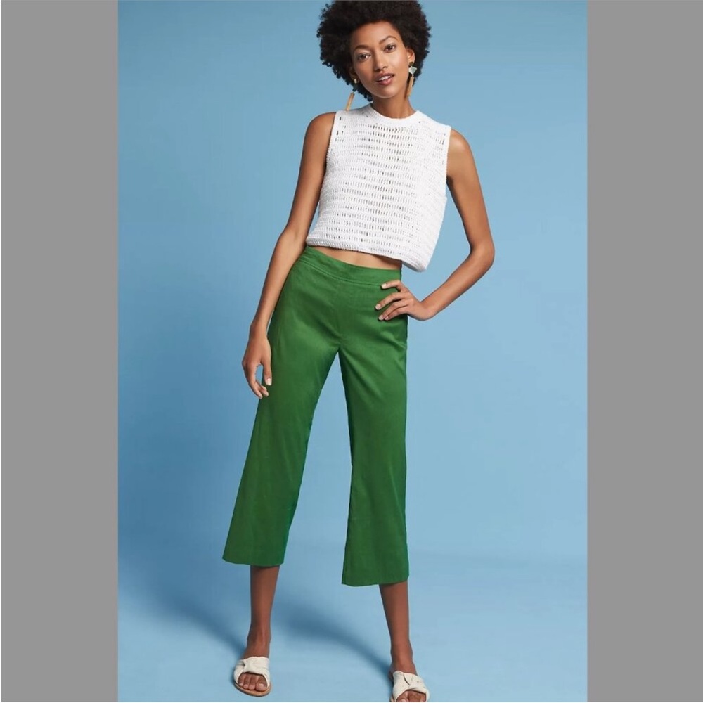 Anthropologie Cartonnier Green Linen
Crop Flares